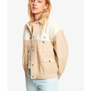 QUIKSILVER Uni Polar Fleece Corduroy Trucker Jacket size Small